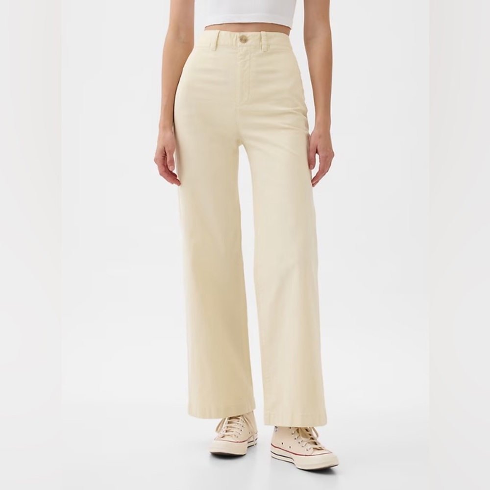 GAP Women's High Stride Wide Leg Ankle Khakis